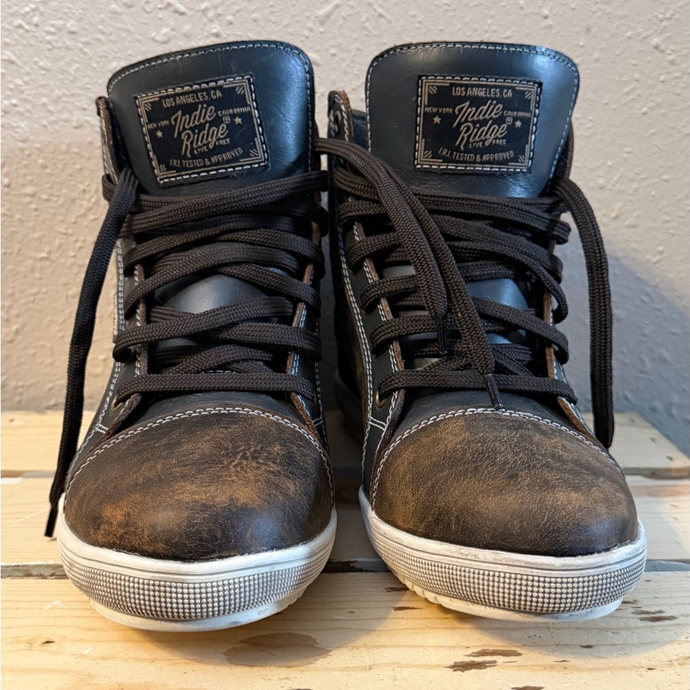 Indie Ridge The Comanche | Brown & Black Motorcycle Boot | Waterproof